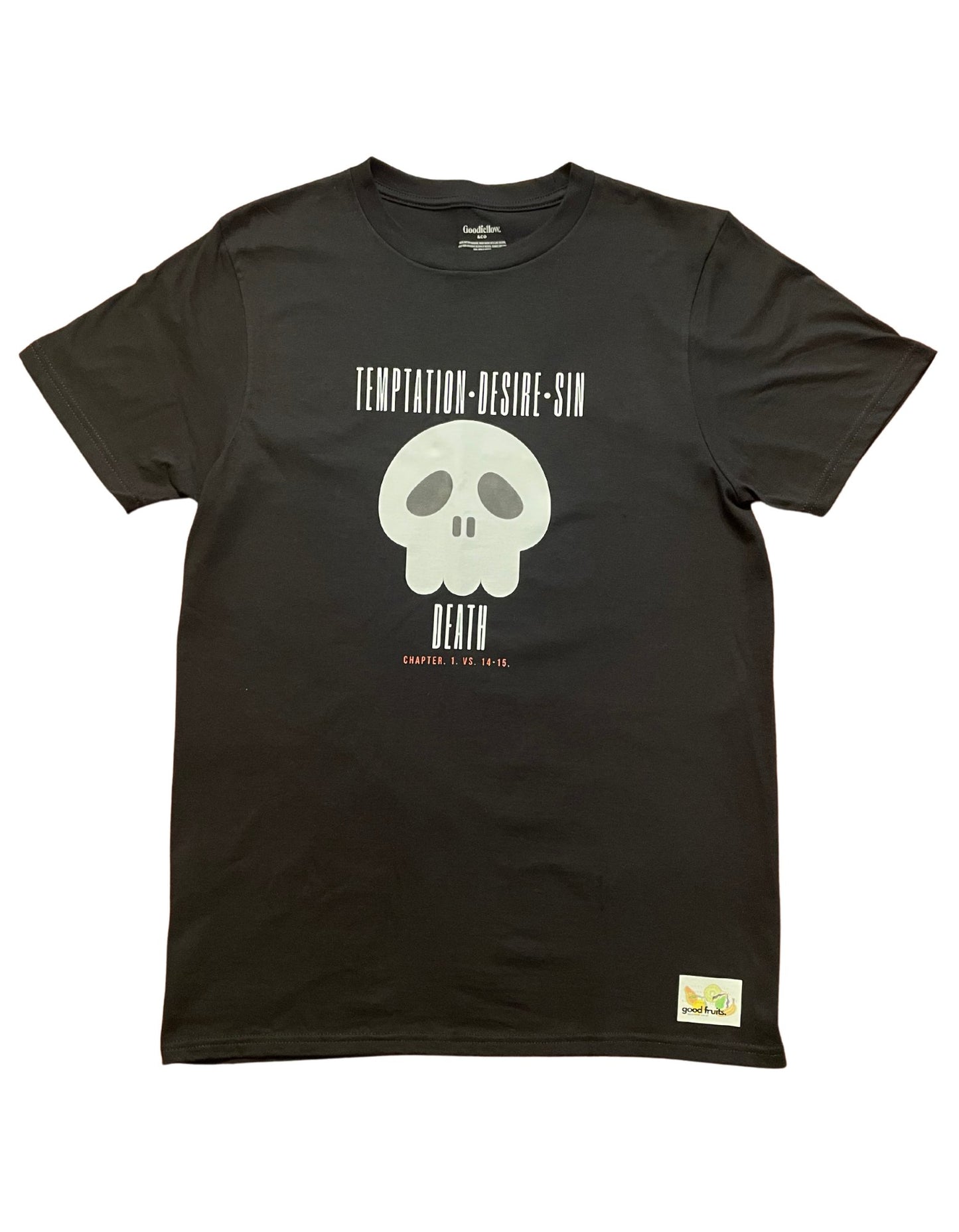 James 1:14-15 (Black) - Tee - Good Fruit Productions